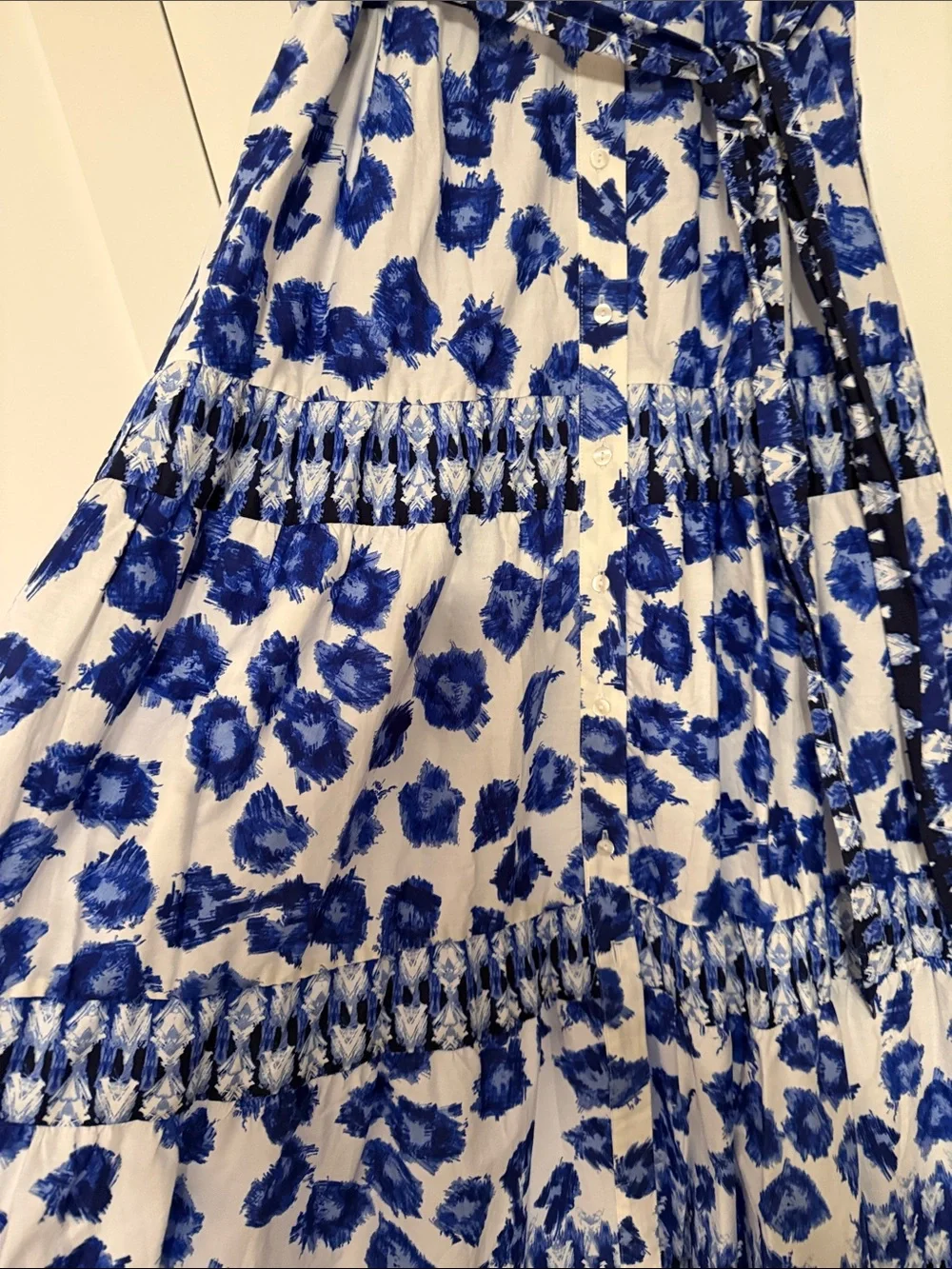 Abercrombie & Fitch White and Blue Floral Tie Maxi Dress